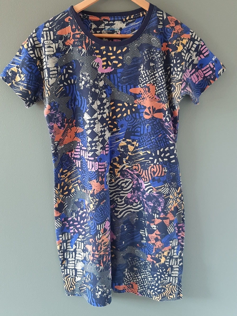 COLOMBIA Navy Multicolor Graphic Tee Dress -100% Organic Cotton